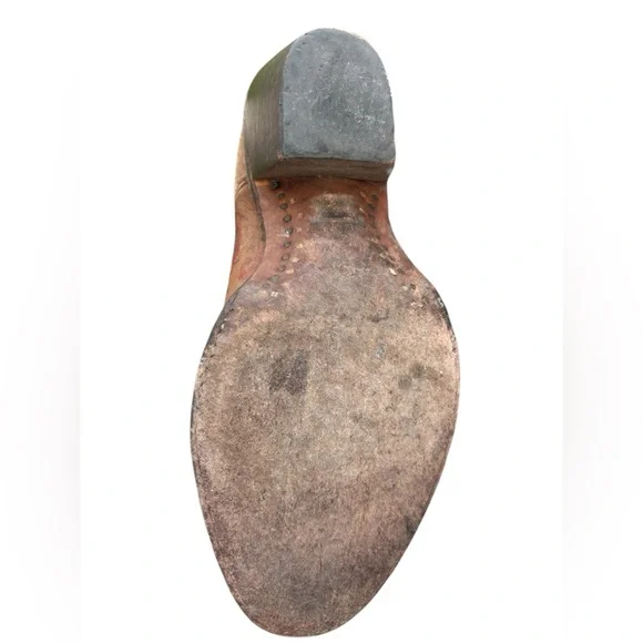 Lucchese Tan Floral Laurelie 100 % leather Embroidered Heeled Boots 7.5 - Picture 9 of 12